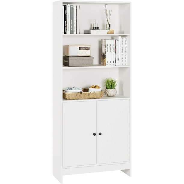 Homfa 65 7 Bookcase Double Doors With, White Bookcase With Doors And Drawers