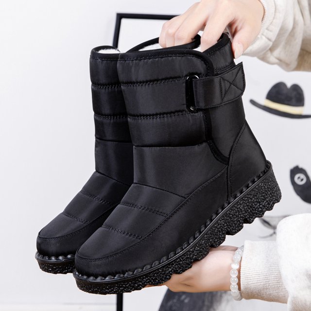 Botas para clima frío para mujer impermeables resistentes al viento con gancho y bucle para viajes al aire libre