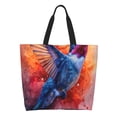 thumbnail image 1 of Balery Vibrant Hummingbird Watercolor Art Bolsa Tote Estilo Estético con Cremalleras, Bolsa de Hombro, Bolsa de Compras Grande y Plegable, 1 of 8