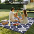thumbnail image 4 of Blue Boho Outdoor Rug 4x6 Ft - Reversible Patio Rug Outdoor Camping Rugs, Vintage Country Ethnic Abstract Gingham Washable Indoor Outdoor Area Rugs, Non-Slip Outdoor Carpet Runner for Deck/Porch, 4 of 8