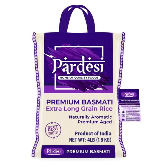 PARDESI Premium Extra Long Grain Basmati Rice 4LB - Aromatic Taste - Restaurant Quality