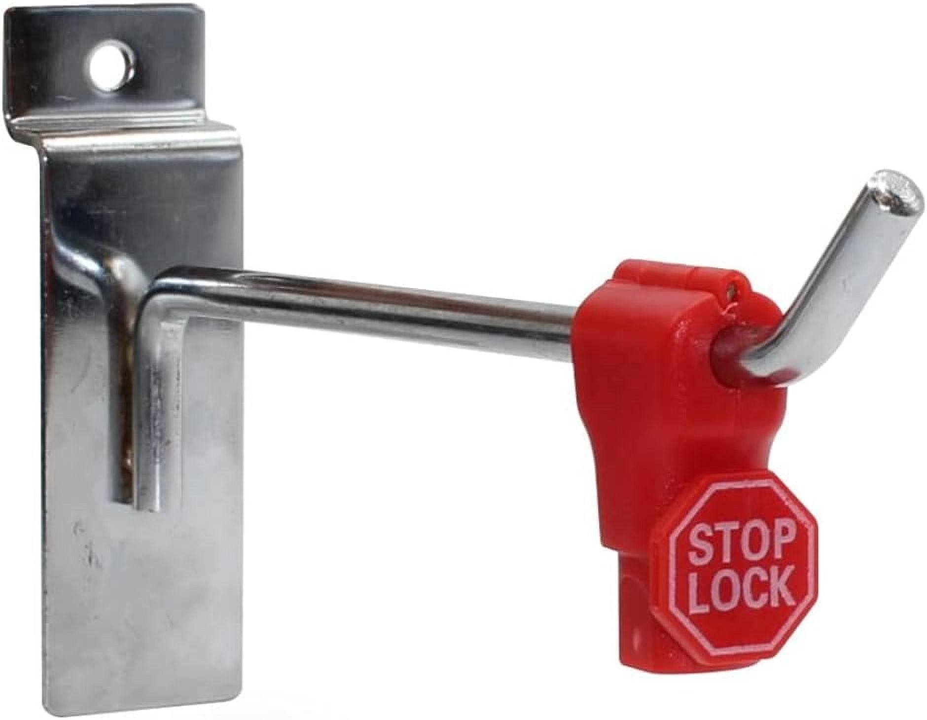 Clotho Peg Hook Locks 100Pcs, with Stop Sign, Anti Theft Retail Display, Anti-Sweep Security Pegboard Peg Hook Lock