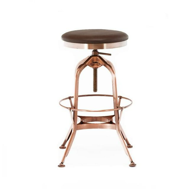 Design Lab MN LS-9200-COPBRN Toledo Réglable Vintage Cuivre Rembourré Siège Brun Barstool&44; 25 - 29 Po.