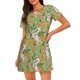 thumbnail image 1 of Fotbe Snake And Floral Bata de Dormir para Mujer con Estampado, Camisón de Algodón de Manga Corta, Ropa de Dormir Casual, 1 of 6