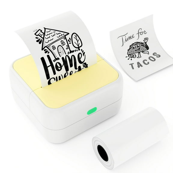 Label printer,With 1 Notes Scrapbook Diy Bt Compatible With Paper Roll (57x26mm) Label Sticker Notes Thermal Label Maker Label Printer With Android / Printer Portable Journal Pictures -