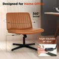 thumbnail image 4 of PayLessHere Criss Cross-Leg Office Chair - Armless Adjustable Fabric Seat,with No Wheels, Brown, 4 of 7