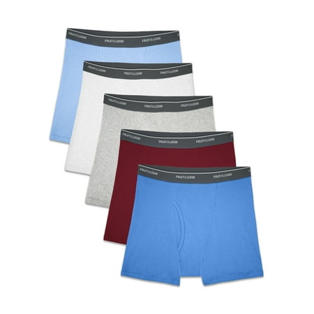 Fruit of the Loom Assorted Cotton Boxer Briefs, 5 Pack (Big Boys)