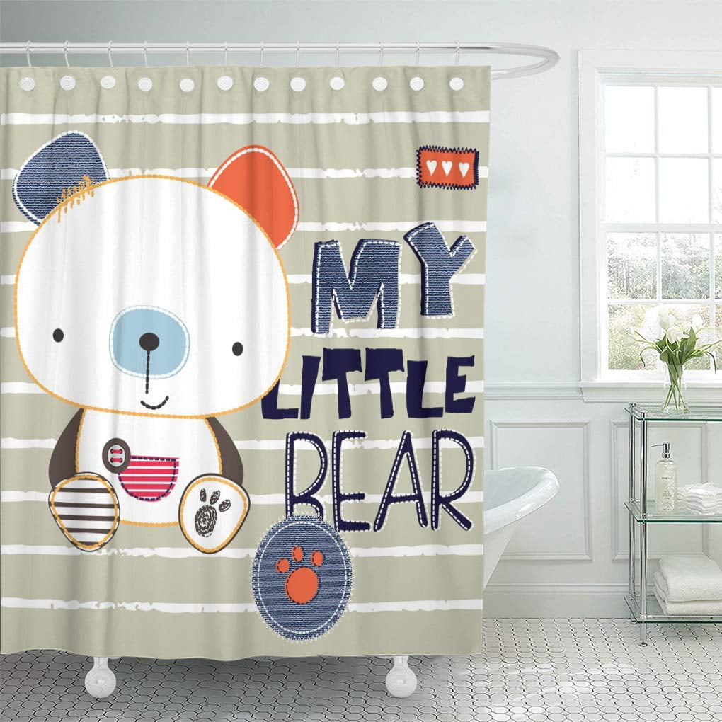 KSADK Pattern Baby Cute Teddy Bear on Striped Cartoon Little Shower