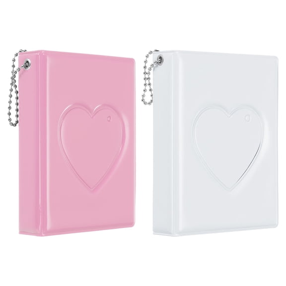 Uxcell 3 Inch Mini Photocard Binder Album with 32 Pockets for 2 Pack, Pink White