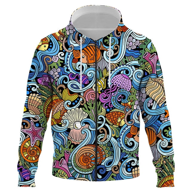 Sudadera con capucha y cremallera con estampado 3D de organismo marino para hombre y mujer, moda informal de otoño e invierno, sudaderas de hip hop para niños y niñas