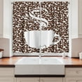 thumbnail image 2 of Ambesonne Coffee Kitchen Curtains, Hot Cup on Beans Drink Theme, 55"x45", White and Brown, 2 of 3