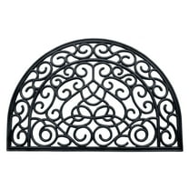 RugSmith Black Moulded Vines Half-round Rubber Doormat, 24"x36"