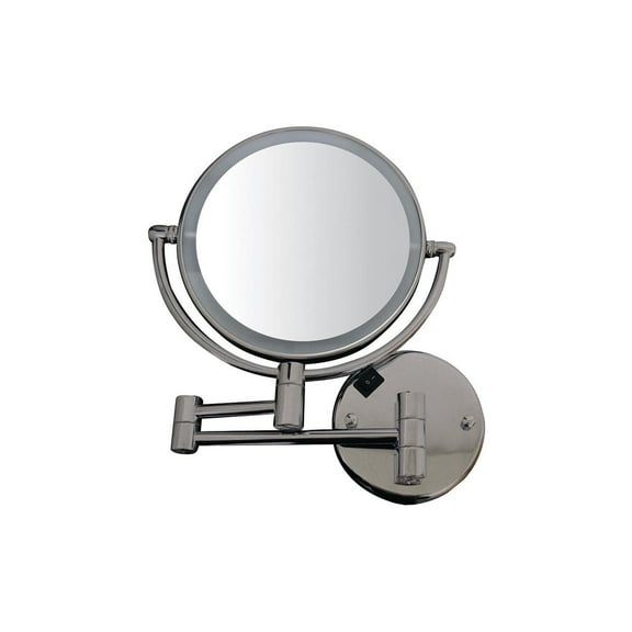 Whitehaus Collection  Round Wall Mount Dual Led 7X Magnified Mirror Nickel Finish