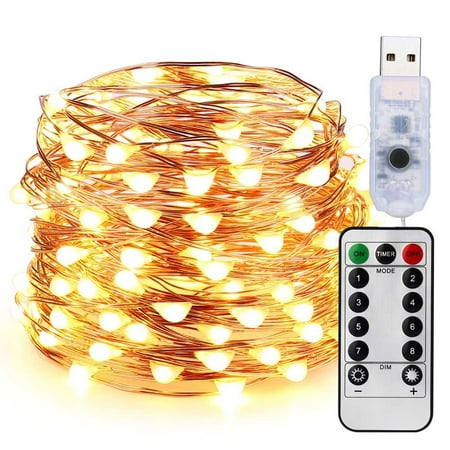 Brizled Dimmable LED Christmas Lights, 33ft 100 LED USB String Brizled Dimmable LED Christmas Lights, 33ft 100 LED USB String Lights with Remote Control, - Brizled Dimmable LED Christmas Lights, 33ft 100 LED USB String