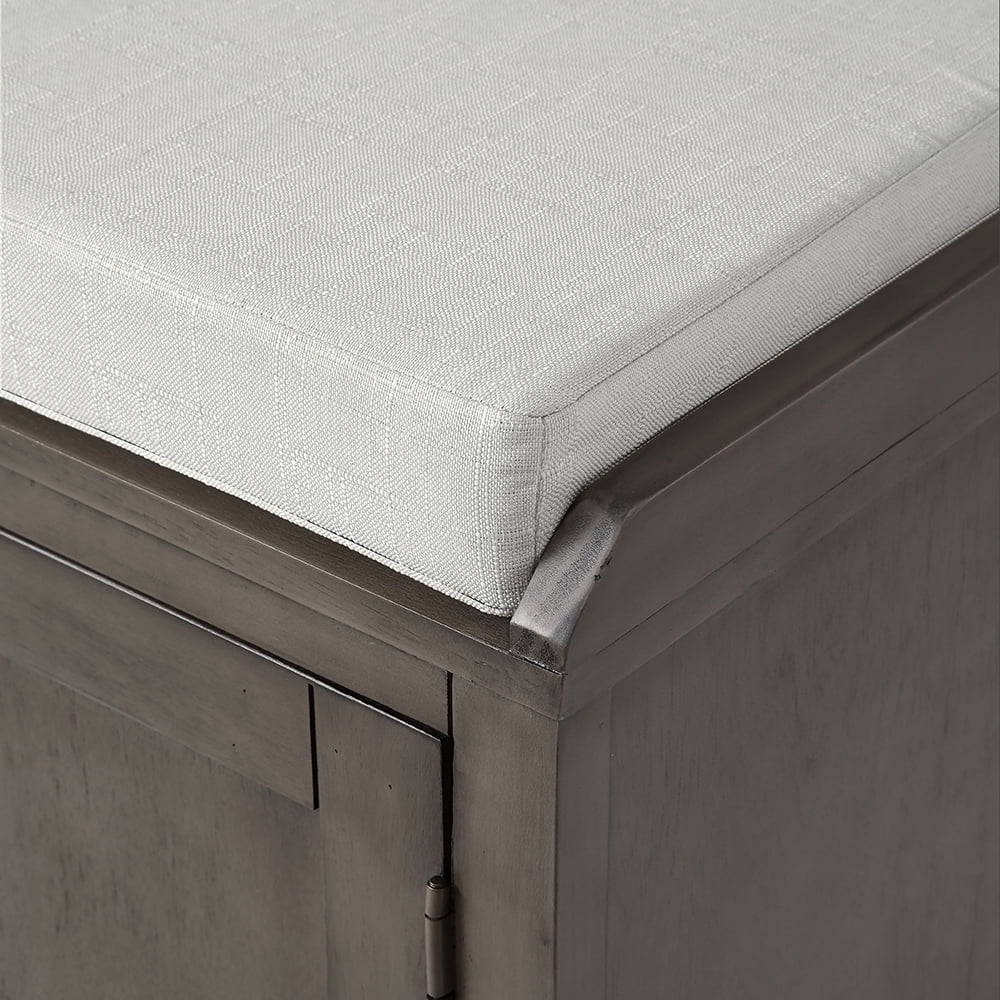 Lowestbest Wood Storage Bench with 2 Cabinets and 1 Basket for Entryway