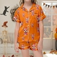 thumbnail image 5 of TZEWGL Night Suit For Baby Satin Silk Short Sleeves Button Down Top Classic Shorts With 2 Piece Set Features Pjs For Kids size 2-3T, 5 of 5