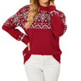 thumbnail image 3 of Pulls pour Femmes Décontractés Imprimé de Noël Tricot Manches Longues Col Rond Mode Automne, 3 of 9