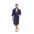 thumbnail image 3 of MAYFISH 100% Cotton Mens Lightweight Robe Summer Short Sleeve Bathrobe Soft Knee Length Robe with Pockets (Navy Blue, L), 3 of 6