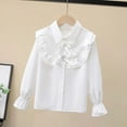 thumbnail image 2 of Girls Blouse Shirts Spring Fall Long Sleeve Button-Down Top Ruffle Collar,Color:Beige1,Size:11-12 Years, 2 of 3