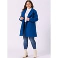 thumbnail image 3 of DARING DIVA Women's Plus Size Turn Down Collar Double Breasted A Line Coat 4X Royal Blue, 3 of 6