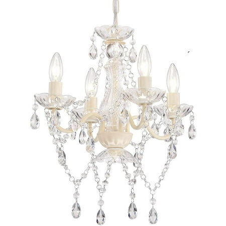 Mini Chandelier Small Cream White Lighting 4 Light Modern Pendant Fixtures With Acrylic Crystals Canada White Chandelier Lighting, Crystal Chandelier For Sloped Ceiling