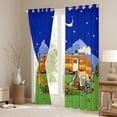 thumbnail image 3 of Castle Fairy Retro Camping Scene Curtains Pack of 2 (42x84 Each) for Kids, Night Art Curtains Blackout for Bedroom, Orange Blue, 3 of 6