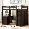 thumbnail image 3 of Bellemave Twin Size Loft Bed with Desk and Storage Wardrobe, Solid Wood Loft Bed Frame with Storage Drawers, High Loft Bed Twin for Teens Adults Bedroom（Espresso), 3 of 9