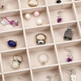 thumbnail image 4 of Sky Piea 30 Grid Velvet Glass Jewelry Box Jewellery Organiser Earring Ring Storage Holder Case Box (Beige), 4 of 5
