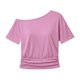 thumbnail image 3 of Crop Tops para Mujer, Playeras Cortas Oversize de Color Sólido de un Hombro hasta el Codo, Playera Casual de Verano, Rosas XXL, 3 of 6