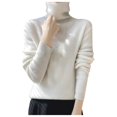 thumbnail image 1 of Chandail Col Roulé pour Femmes Hiver Tricoté Ajusté Col Montant Doux Chaud Confortable Décontracté Élégant Confortable, 1 of 5