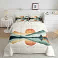 thumbnail image 2 of Erosebridal Green Mountain Boho Sun Bedding Toddler Comforter Set, Simple Art Landscape Down Comforter, Reversible 2pcs, 2 of 7
