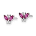 thumbnail image 3 of FJC Finejewelers 925 Sterling Silver Button  Red and White CZ Butterfly Post Earrings 5 x 7 mm, 3 of 6