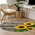 thumbnail image 5 of Sunflower Wooden 3ft Round Rug, Farmhouse Vintage Botanical Floral Non-Skid Rubber Backing Large Area Rugs - Living Room Bedroom Home Office, Indoor Floor Mat Carpets Washable Rug, 5 of 9