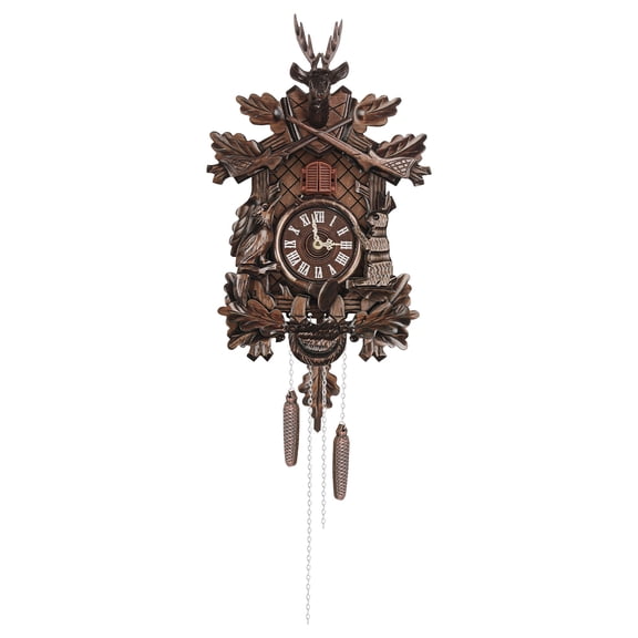 Cuckoo Clock Wooden with Pendulum ,Battery Operated Forest Decor Wall Clock, Night Silencer & Adjustable Volume, for Living Room, Gifts for Family