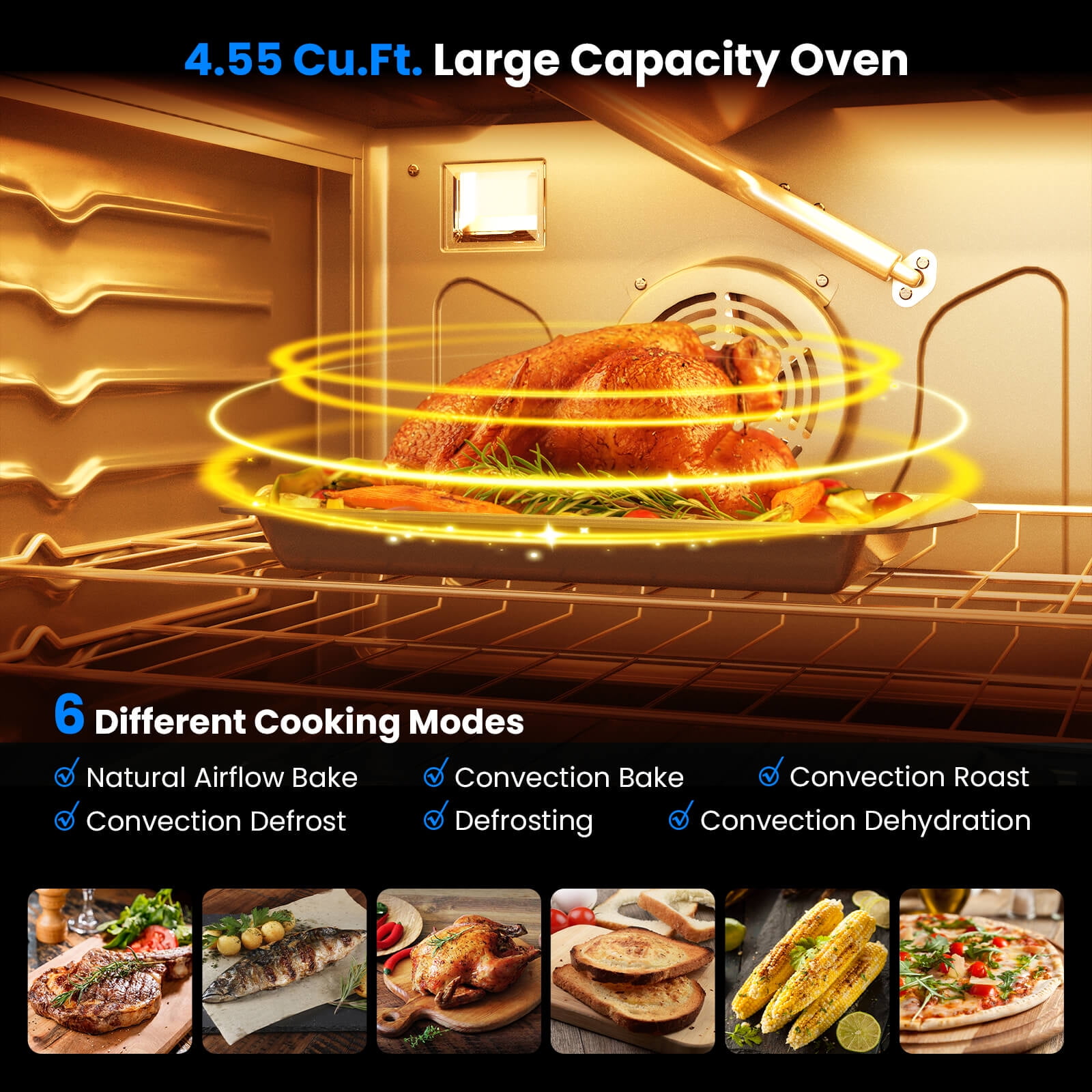 Costway 30" Natural Gas Range 120V with 5 Burners Cooktop & 4.55 Cu.Ft. Convection Oven