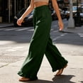 thumbnail image 5 of Womens Cotton Palazzo Pants Wide Leg Elastic High Waist RuffleCasual Summer Beach Vacation Trousers with Pockets, 5 of 6