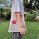 thumbnail image 2 of Crochet tote bag, knitted shoulder bag, girls mesh beach bag - white 1pack, 2 of 4