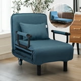 JAXPETY Convertible Chair, Sofa Bed, Sleeper Chair 6 Positions Folding Arm Chair with Pillow, Blue