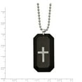 thumbnail image 2 of Stainless Steel Polished With Solid Carbon Fiber & CZ Cross DogTag Necklace; 24 inch; for Adults and Teens; for Women and Men, 2 of 2