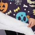thumbnail image 3 of Oversized Wearable Blanket Hoodie,Halloween Colorful Spooky Elements Sherpa Blanket Hoodie with Super Pockets,Super Warm Fuzzy Pullover for Women & Men, 3 of 6