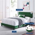 thumbnail image 3 of Pemberly Row Channel Tufted Performance Velvet Full Bed in Emerald Green, 3 of 8