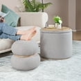 thumbnail image 3 of PINPLUS Storage Ottoman Modern Teddy set Round Ottoman with Storage Set of 2 for Living Room Coffee table Grey, 3 of 9