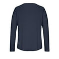 thumbnail image 3 of Odeerbi Womens Tops Long Sleeve Shirts Blouses Solid Color 2025 Fashion Leisure Comfortable V-neck Long Sleeves Blouse Dark Blue, 3 of 7