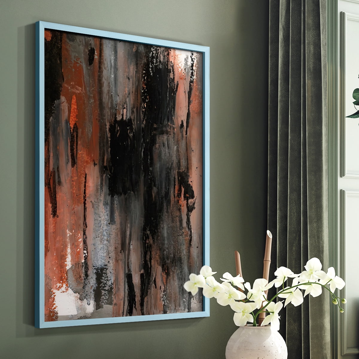 Loft Pastel VIII Framed Print in Blue Solid Wood Framed Print No Nail Hanging
