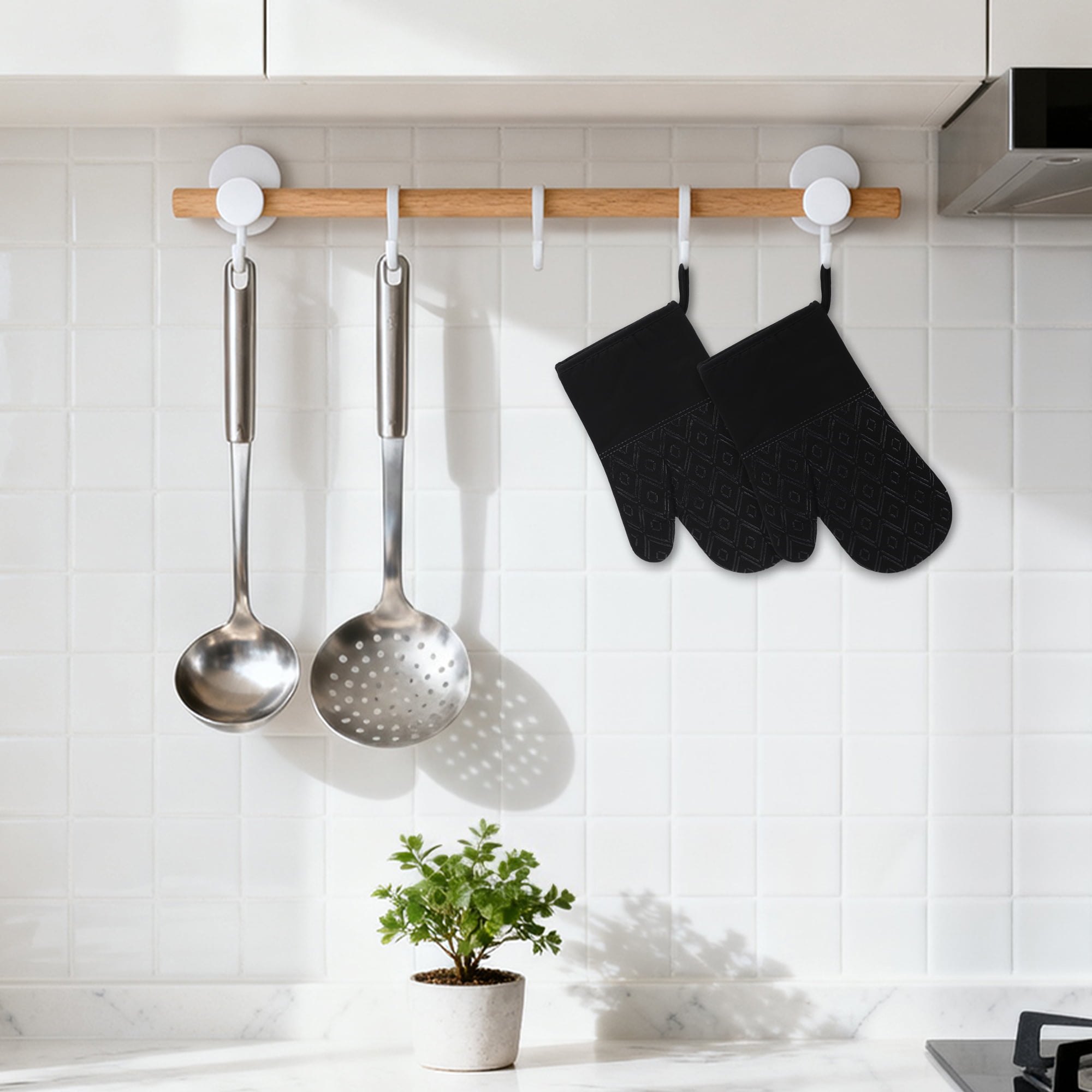Unique Bargains Heat-Resistant 2 Pcs Kitchen Mitts Lozenge Pattern 11.8x6.7inch