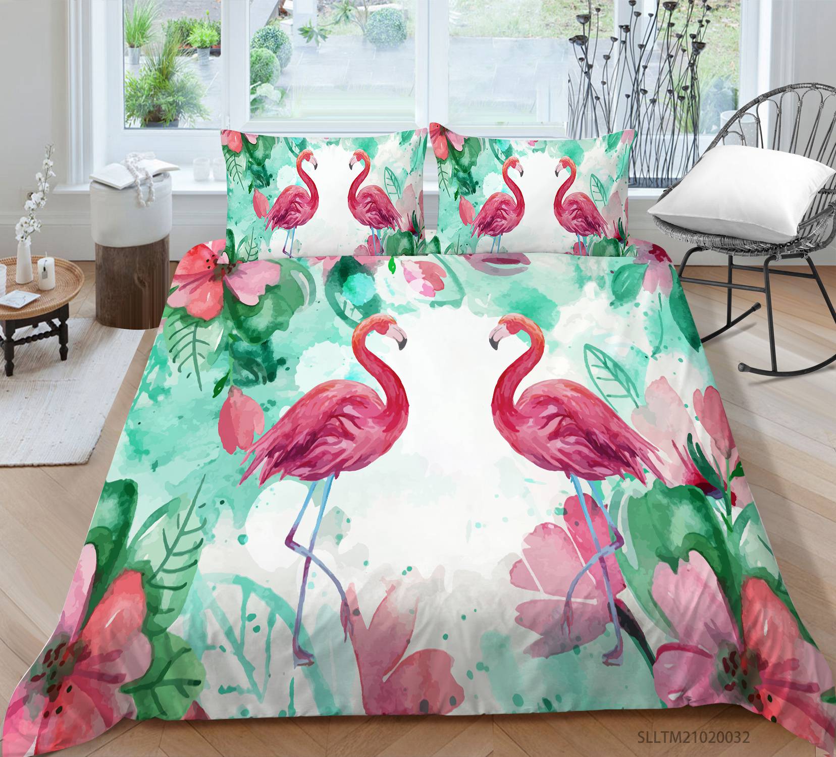 Flamingo Bedding Set Queen Size, Flamingo Comforter Animal Decorative