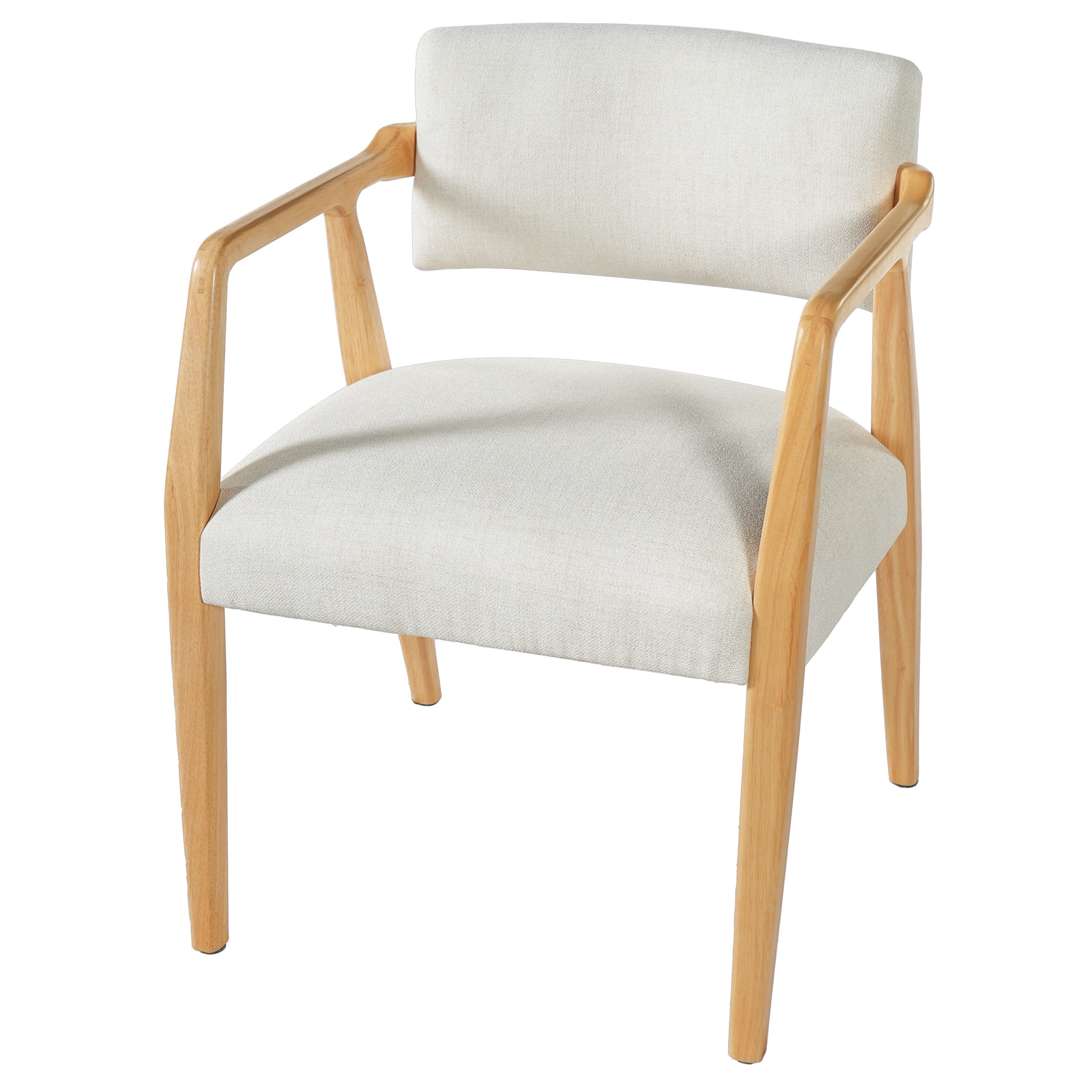 Christopher Knight Home Mid-Century Upholstered Dining Chairs, Wood Frame, Natural+Beige, Set of 2