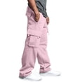 thumbnail image 5 of Men Cargo Sweatpants Elastic Drawstring Waist Loose Fit Casual Jogger Pants Multi Pockets Soft Athletic Outdoor Workout Trousers S, 5 of 8