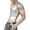 Silver, variant on Glossy Shiny Stretch Thin Spaghetti Strap Crew Neck Cropped Tank Top, Slim Fitted Polyester Men’s Layering Undershirt