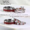 thumbnail image 3 of Adjustable size Couples Rings Sterling Silver Red Ruby cz Wedding Engagement Ring Bridal Sets Men's Titanium Wedding Band, 3 of 6